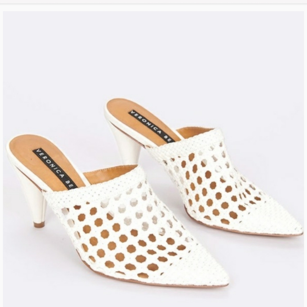 NIB Veronica Beard Woven Pointy Toe Mules Heels 11 - Picture 3 of 8